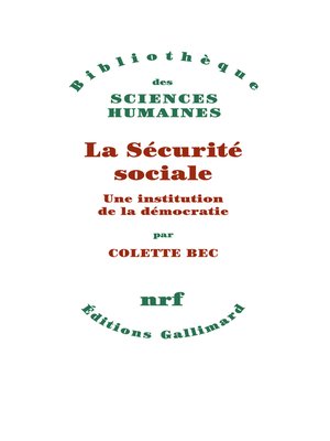 cover image of La sécurité sociale--Une institution de la démocratie